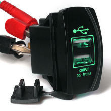 12V 24V 3.1A Moto Voiture Double USB Alimentation Chargeur Port Prise Verte LED